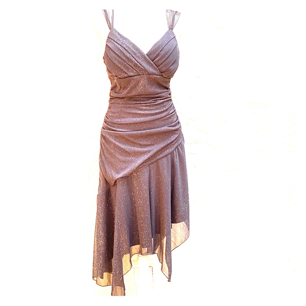 💝 Trixxi Asymmetric Ruched Coctail Dress Chiffon Silver Grey XL Large